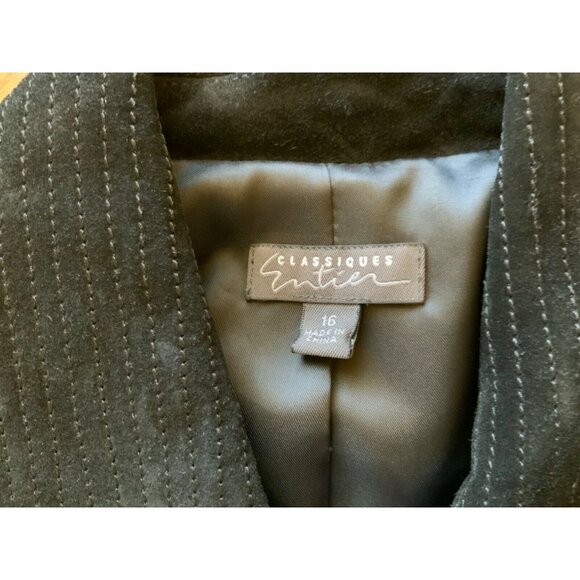 Classiques Entier Black Leather Jacket With Zip Front & Suede Panels Size 16 - Picture 2 of 7